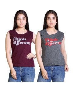 Women's Cotton Typography Print T-Shirt Buy 1 Get 1 Free